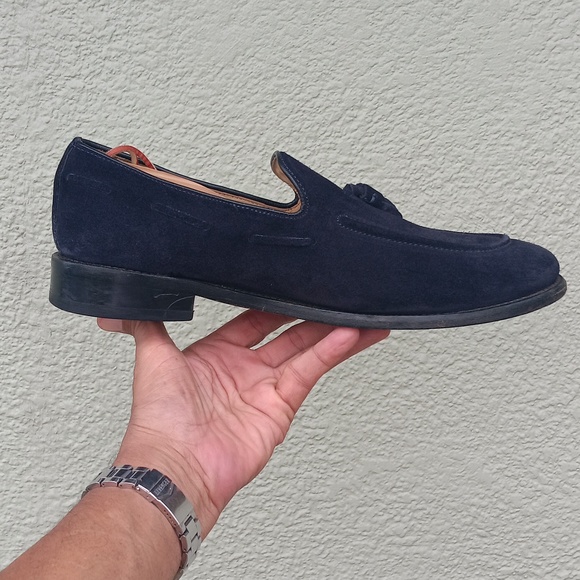 Samuel Windsor Loafers Men's Tasseled Blue Suede Shoes/Loafers (HANDMADE) - Picture 7 of 17